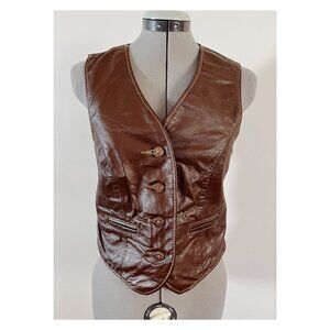Schott NYC Sportswear Sz 8 Brown Leather Vest Made in USA